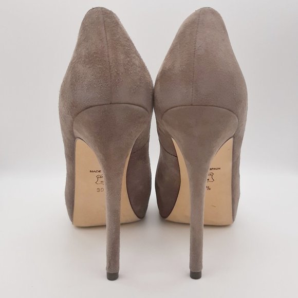 All Saints Taupe Suede Stiletto Platform Pumps SZ 39.5 - Picture 5 of 12